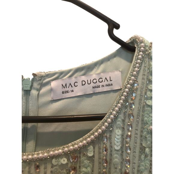 MAC DUGGAL 9180 Sage Chiffon Beaded 3/4 Sleeve Gown Size 14 NWOT - Picture 8 of 8